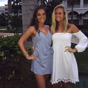 Blue and white Dress Forum romper, size S